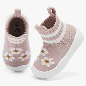 Floral Knit Kids Shoes - Pink